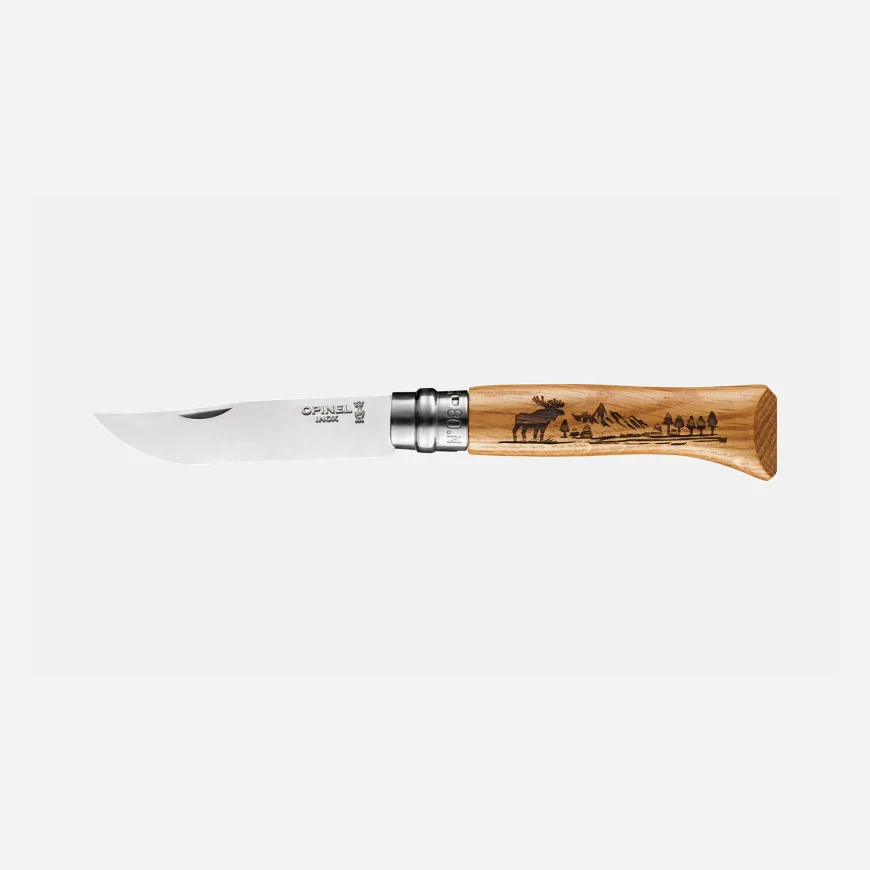 Navaja de Bolsillo Opinel N°08 con Grabado Animalia America Alce
