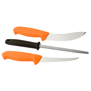 Conjunto de Caza: Dos Cuchillos y Chaira con Funda