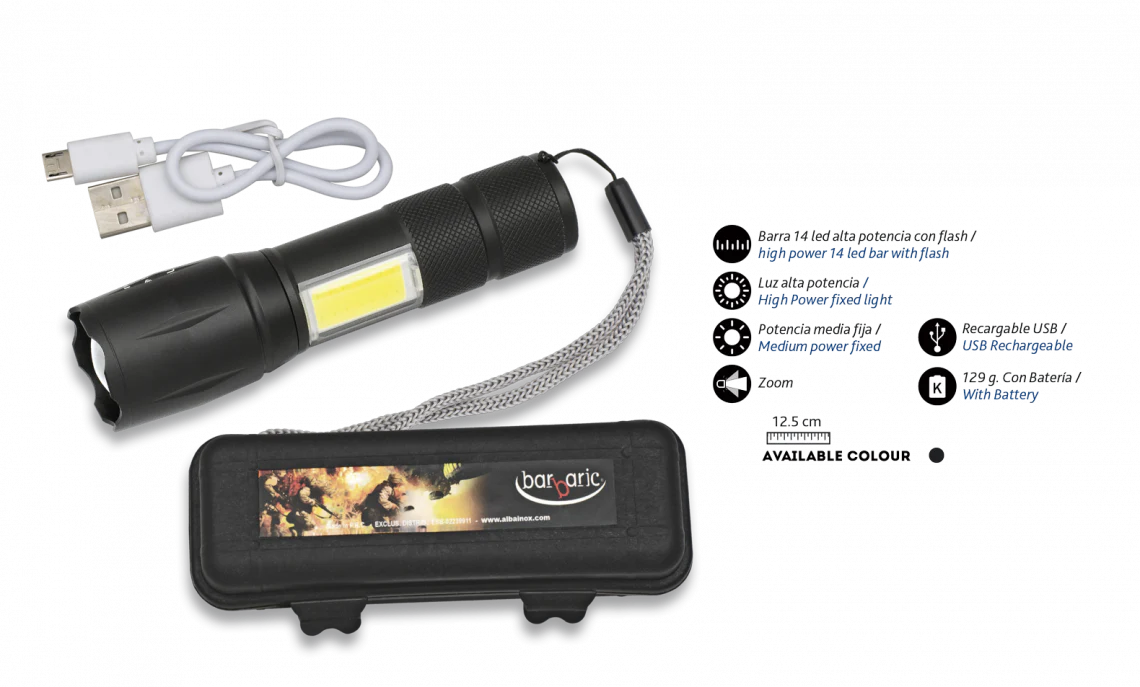 Linterna con Zoom y Barra LED Barbaric - Imagen 2