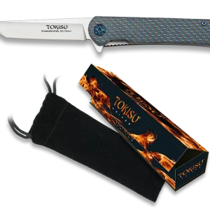 Navaja Tokisu CNC Fibra de Carbono Azul G10 de 7.2 cm