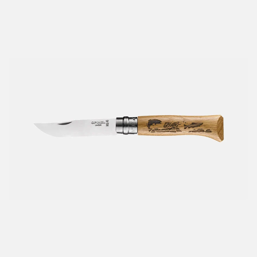 Navaja de Bolsillo Opinel N°08 con Grabado Animalia America Pez