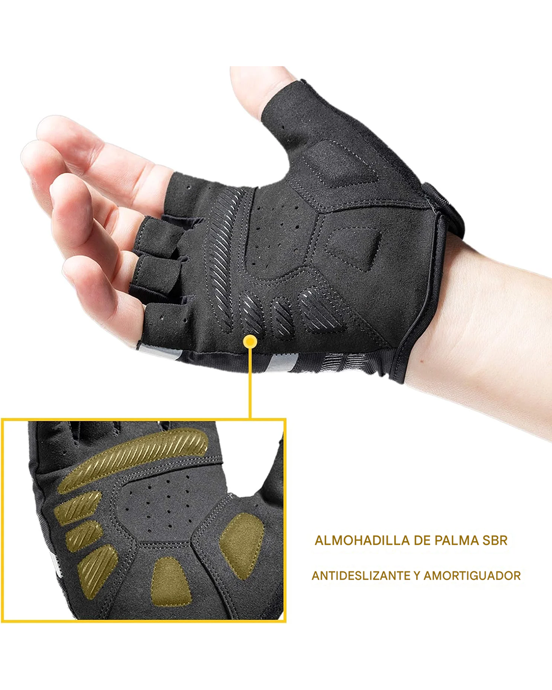 Guantes Cortos Ciclismo Moto Rockbros Ruta Mtb S247 Gel - Imagen 7