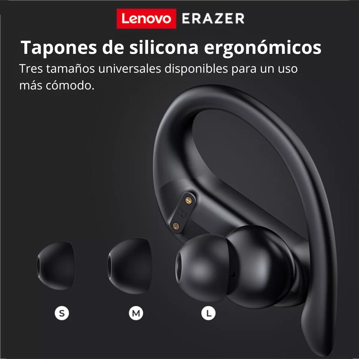 Auriculares Bluetooth Lenovo Erazer Xt60pro Deportivos Anti Caidas Color Negro - Imagen 3