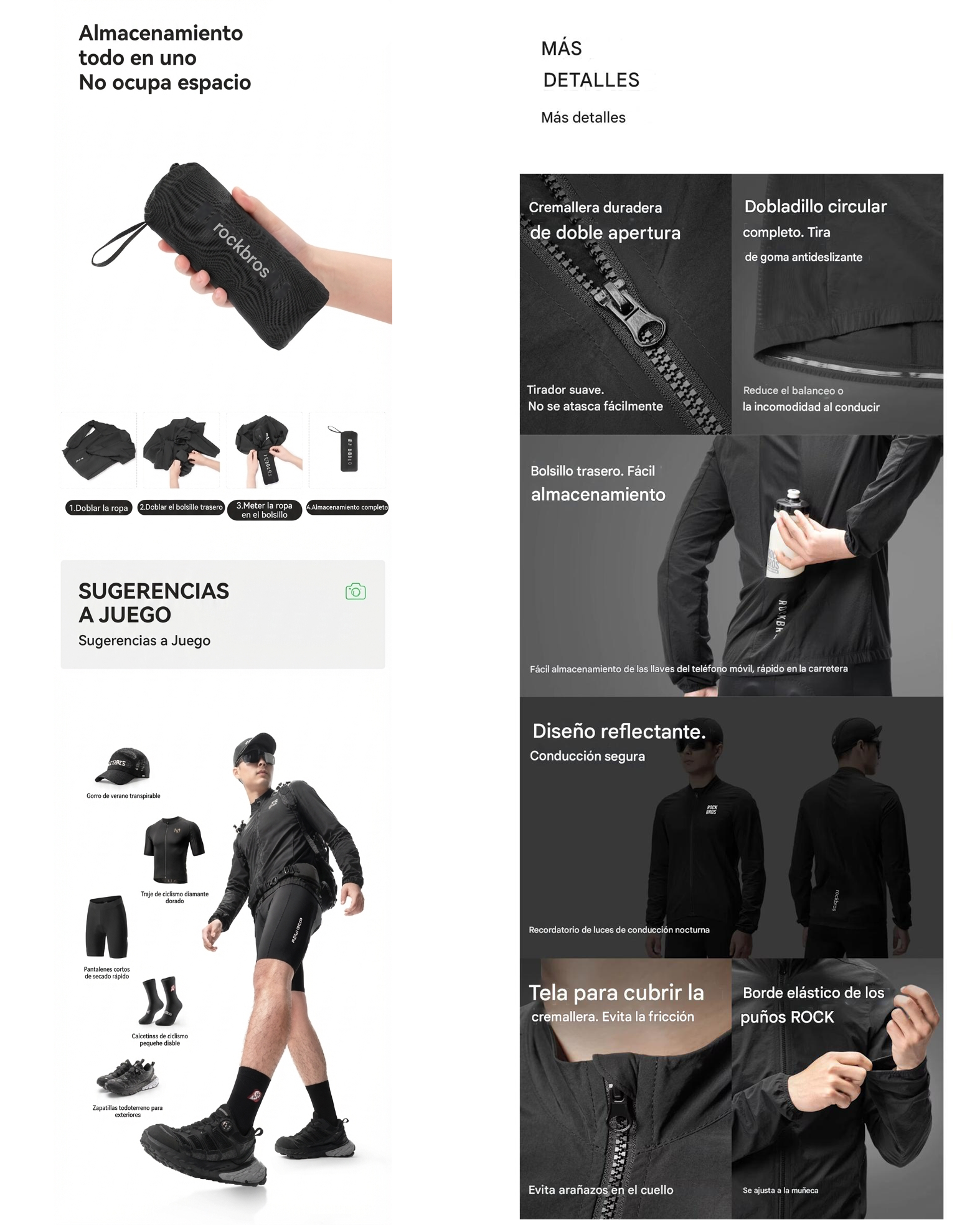 Campera Cortavientos de Ciclismo ROCKBROS – Ultraligero, Transpirable y Reflectante (Primavera/Verano) - Imagen 9