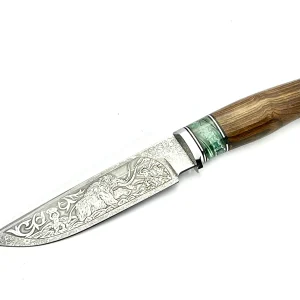 Cuchillo de Caza de Acero Bulat con Diente de Mamut