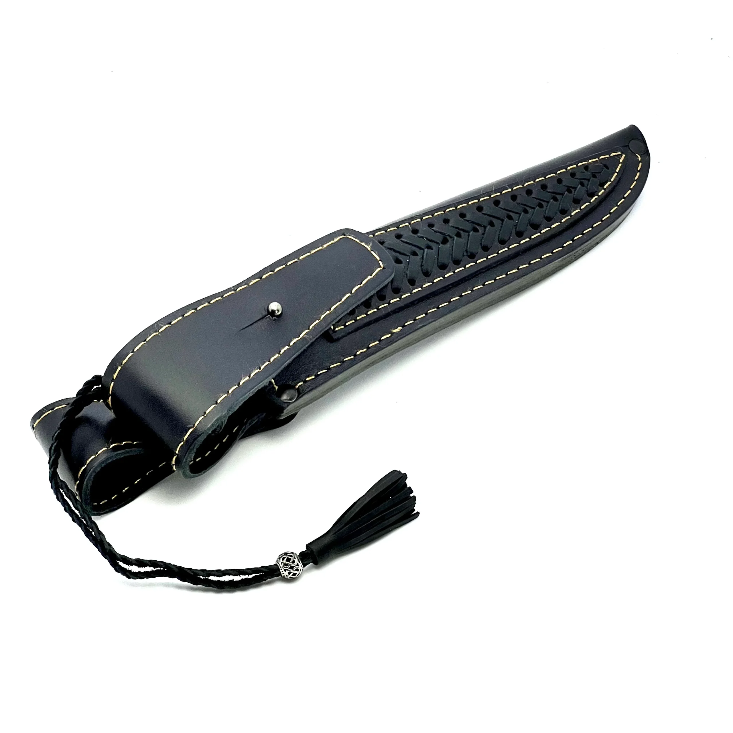 Cuchillo de Caza de Damasco Mosaico con Mango de Carpe y Ironwood - Imagen 7