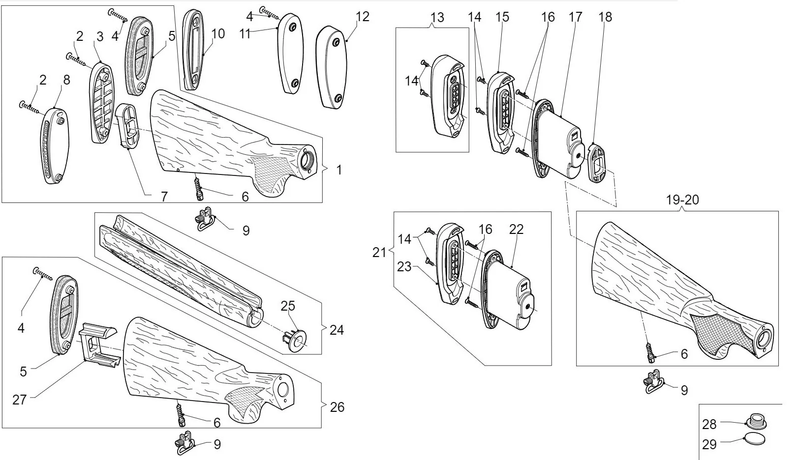 Piezas de Recambio para Escopeta Semiautomatica Benelli Raffaello - Imagen 2
