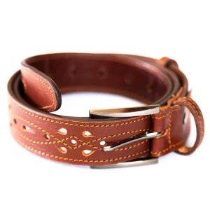 Cinturón de Artesanía Ramírez Ruiz con Adornos Calados Recortable En Piel Vaquetilla