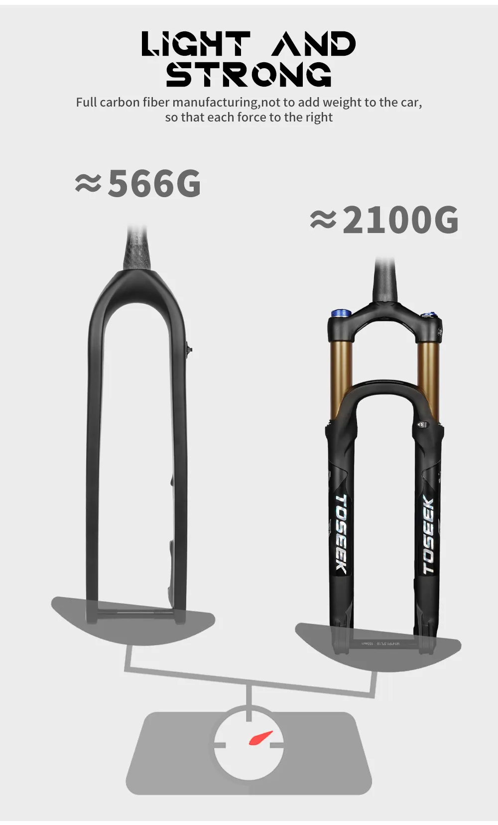 Horquilla Toseek M40 Interna Freno Disco MTB Rígido Fibra De Carbono 28,6mm 29 pulgadas - Imagen 8