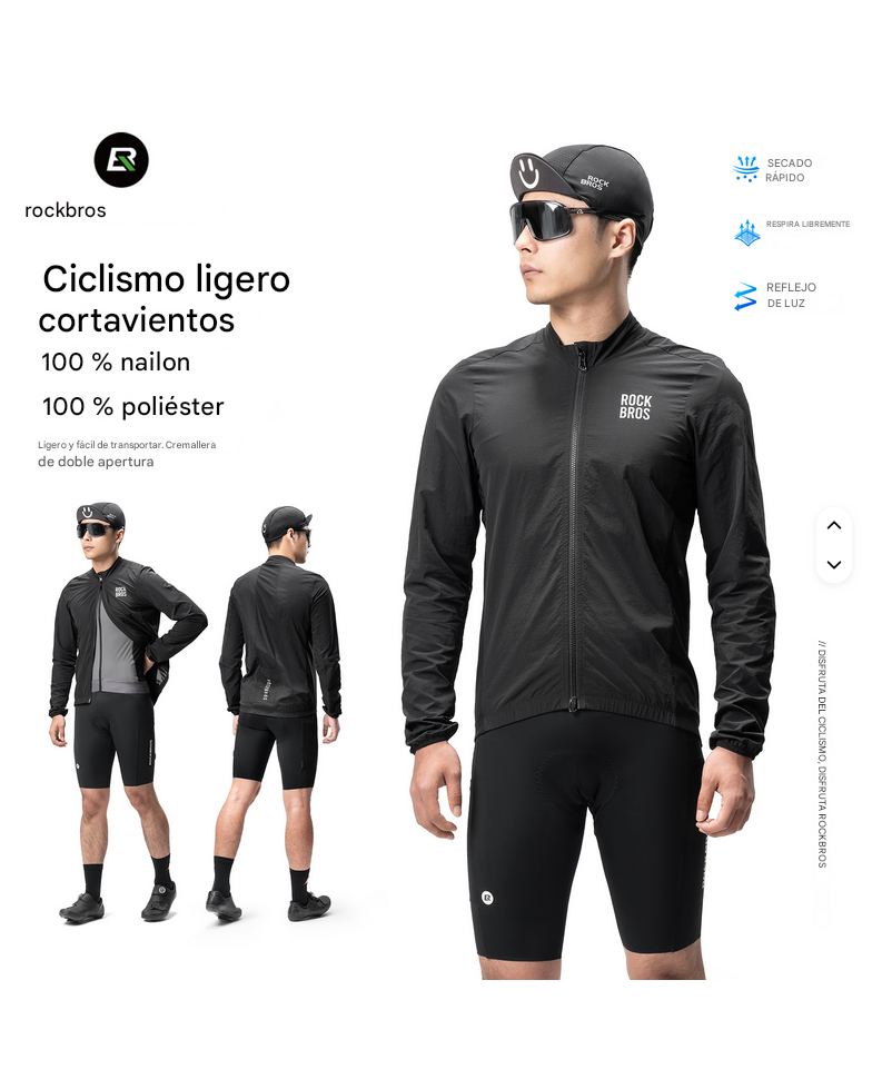 Campera Cortavientos de Ciclismo ROCKBROS – Ultraligero, Transpirable y Reflectante (Primavera/Verano) - Imagen 7
