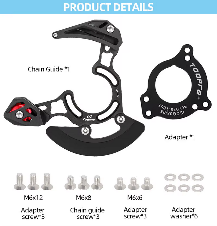 Guía Cadena Estabilizador Monoplato Toopre MTB 32T-38T ISCG03/05 - Imagen 4