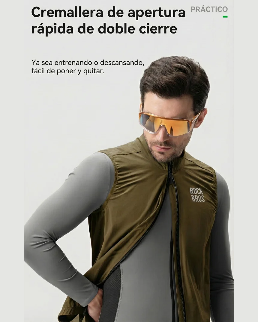 Chaleco Cortavientos de Ciclismo ROCKBROS – Ultraligero, Transpirable y Reflectante (Primavera/Verano) - Imagen 7