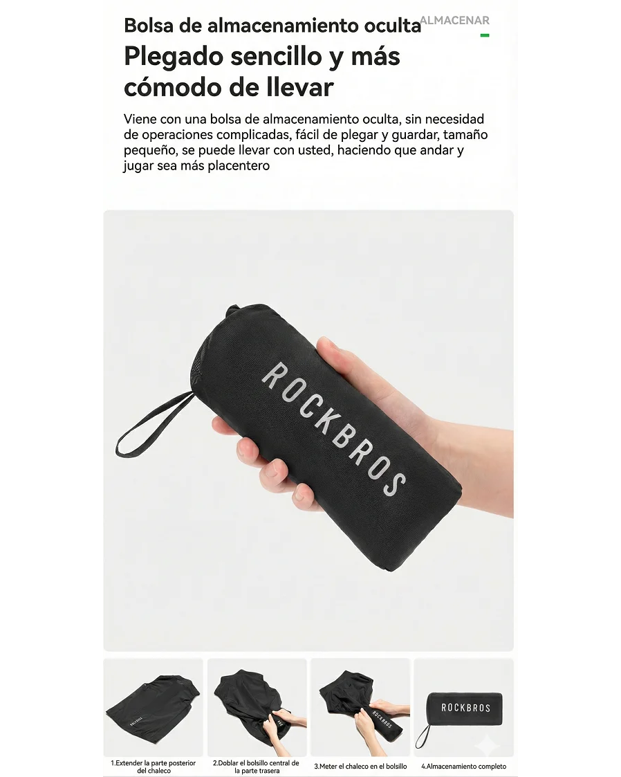 Chaleco Cortavientos de Ciclismo ROCKBROS – Ultraligero, Transpirable y Reflectante (Primavera/Verano) - Imagen 6