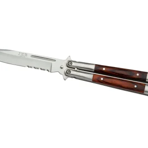 Navaja Abanico con Mango de Acero Inox y Madera Roja